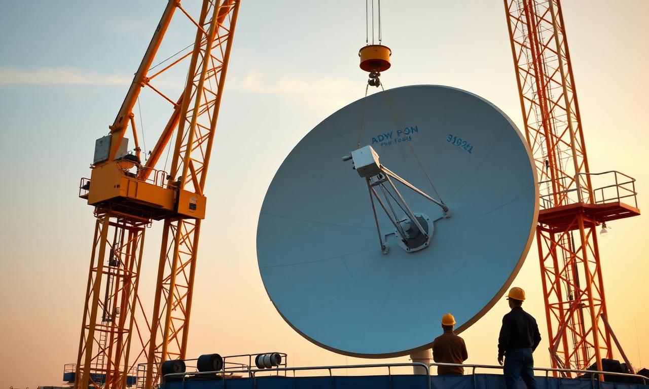 4.5m / 3.7m Antenna Installation — Crane Lift